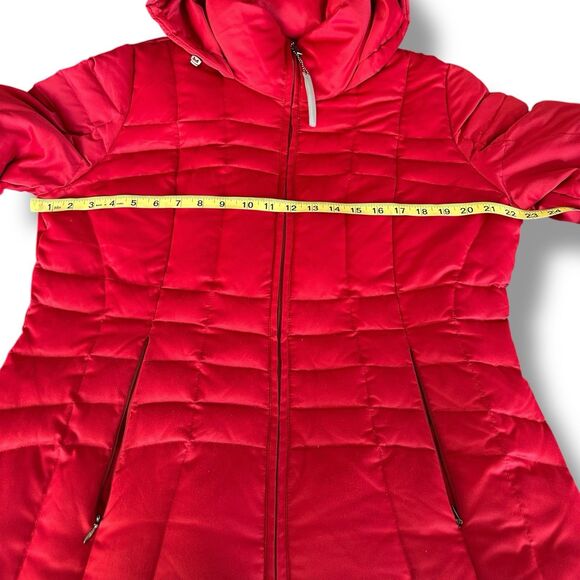 Calvin Klein Women’s Quilted Duck Down Red Hooded Jacket Size Medium - Picture 10 of 12